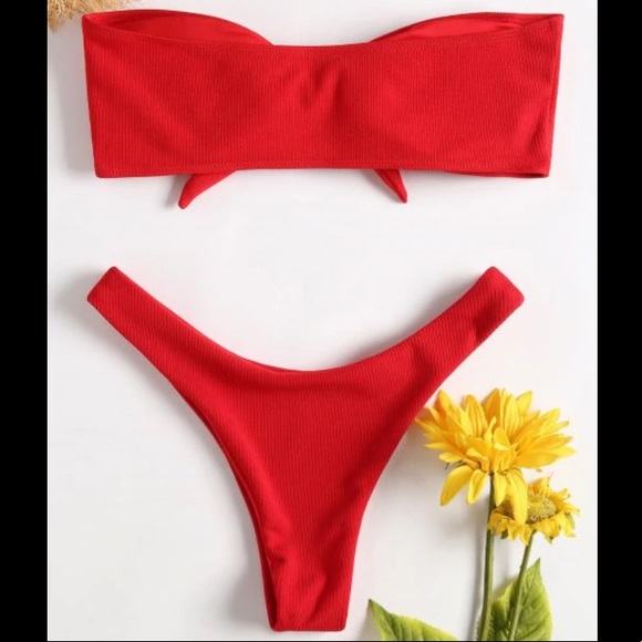 🌸2/$20🌸 ZAFUL Bowknot Rib Bandeau Bikini Set - Picture 2 of 8